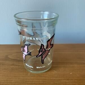 Welch’s 1988 Pterodactyl Glass Collectable Dinosaur Jelly Jar Vintage 8oz